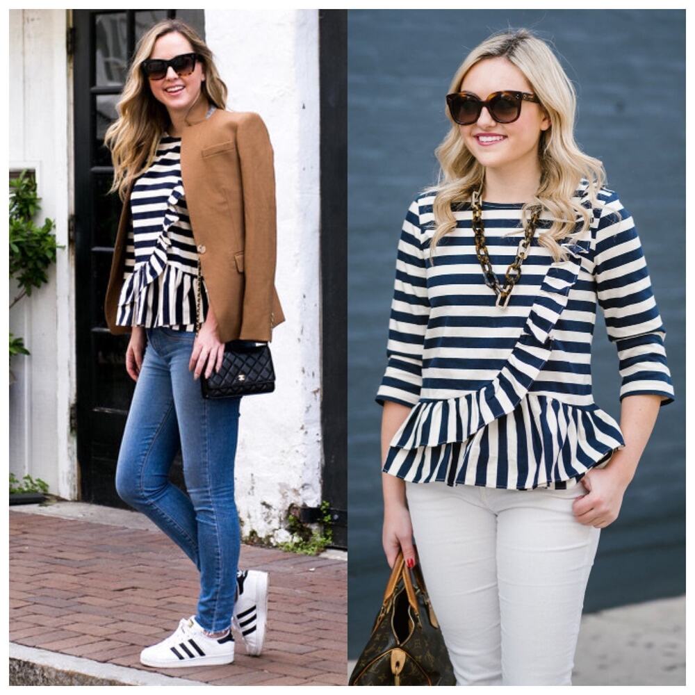 J. Crew Striped Ruffle Top